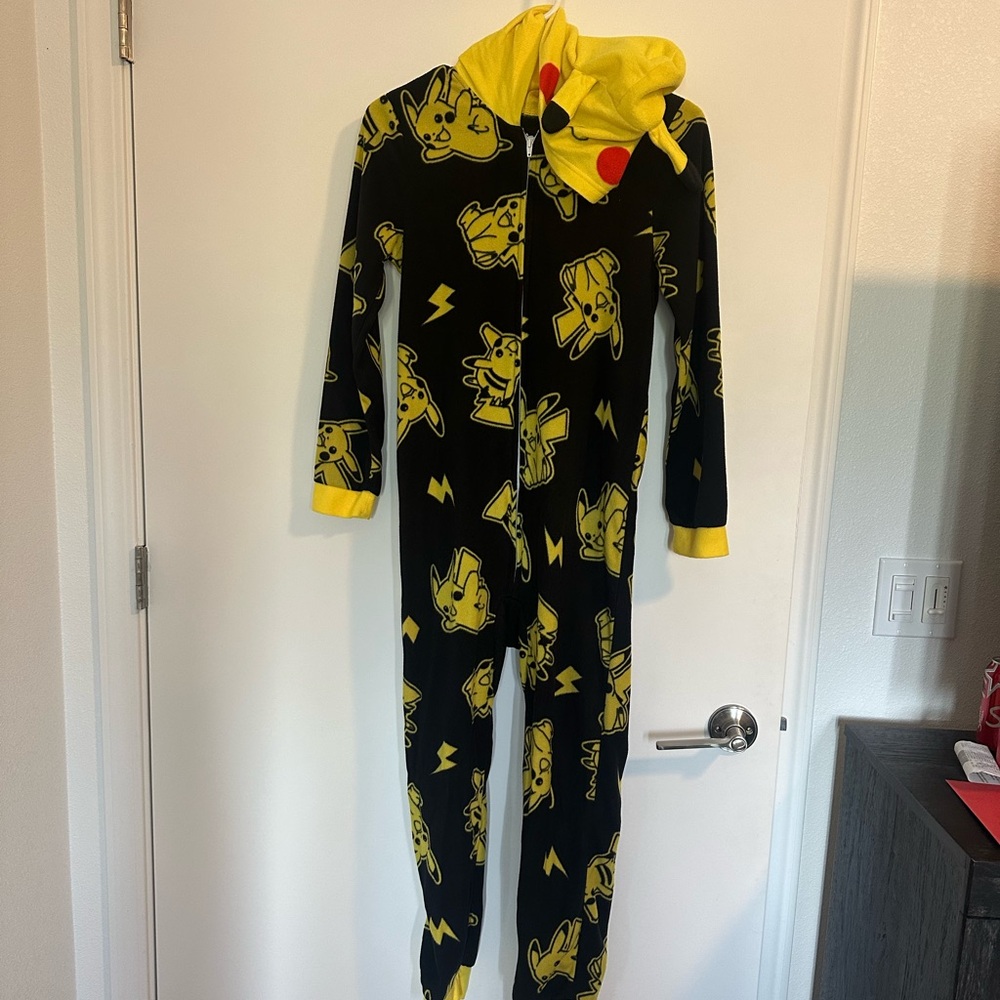 Black and Yellow Pikachu Kids One Piece with Hoodie